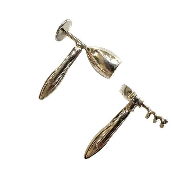 VINTAGE WINE GLASS AND CORKSCREW CUFFLINKS - Picture 6 of 7